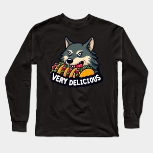 Wolf Eating Tacos Long Sleeve T-Shirt